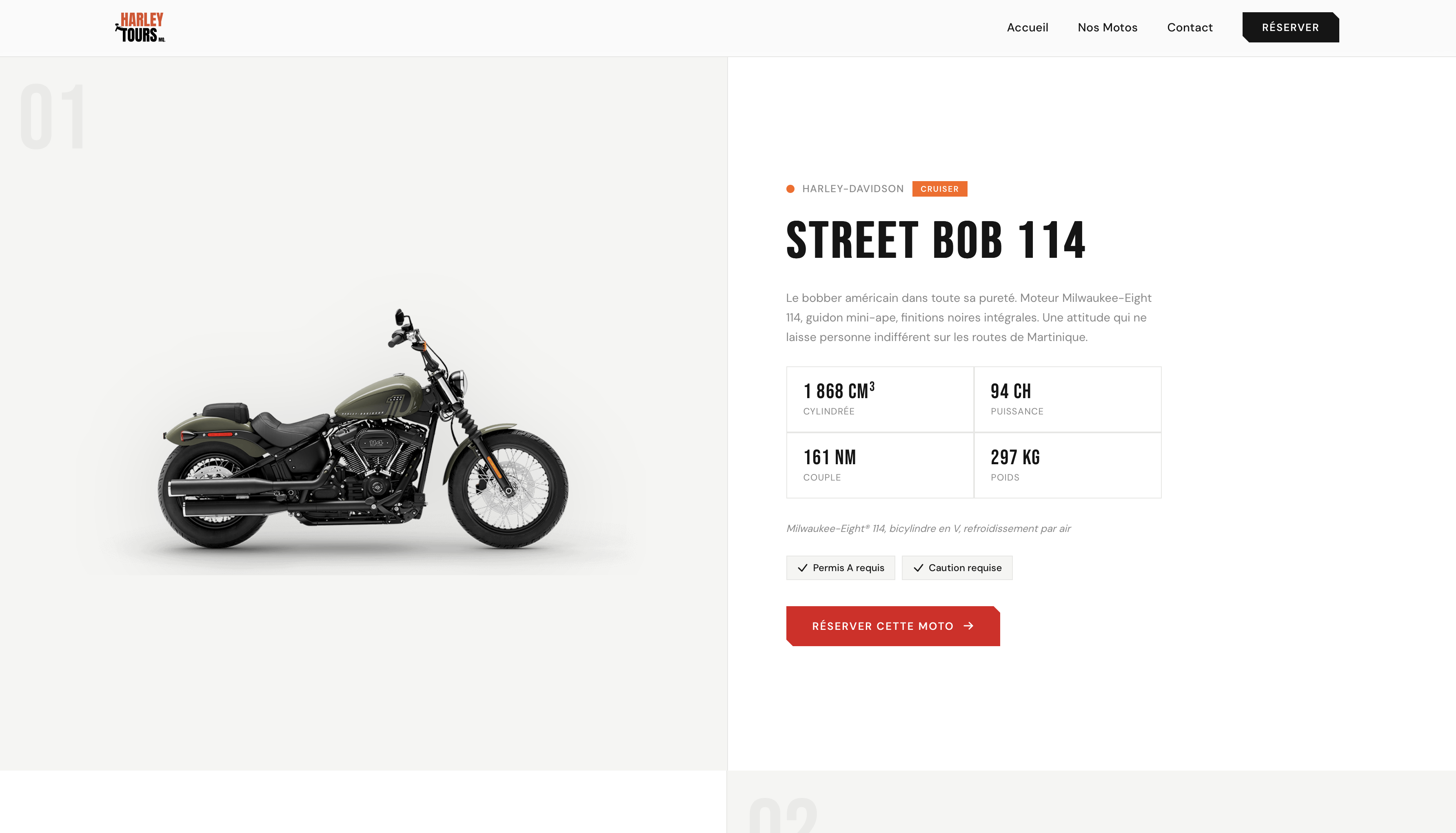 Harley Tours Martinique — page intérieure du site